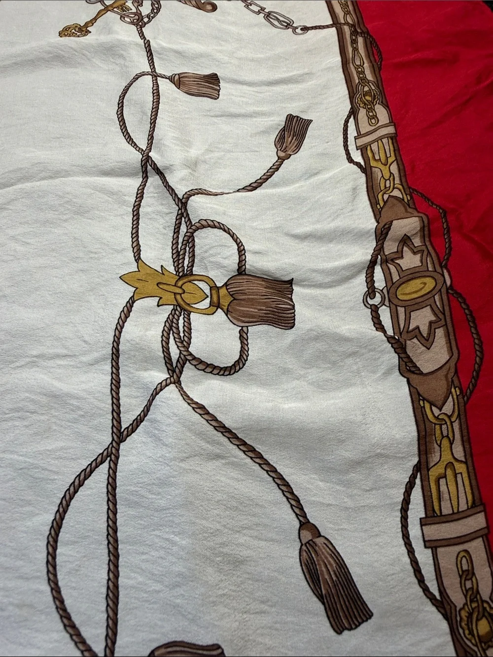 Red and Cream Patterned Women's Scarf